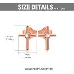Rose Gold Cross Stud Earrings for Women