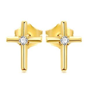 14k Gold Small Cross Stud Earrings for Women