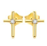14k Gold Small Cross Stud Earrings for Women