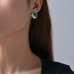 Elegant 14K Gold Emerald & Moissanite Earrings for Women