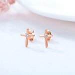 Rose Gold Cross Stud Earrings for Women