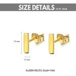 14K Gold Bar Stud Earrings for Her