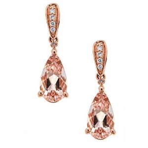 Morganite & Diamond Drop Earrings in Rose Gold