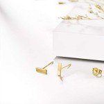 14K Gold Bar Stud Earrings for Her