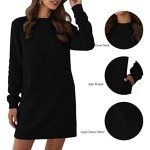 Black Long Sleeve Crewneck Sweatshirt Dress for Women