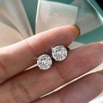 Natural Diamond Stud Earrings in 14K White Gold