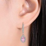 14K Gold Oval Gemstone & Diamond Earrings for Women