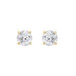14K Yellow Gold Round-cut Diamond Stud Earrings