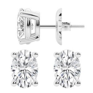 Lab Grown Diamond Gold and Platinum Stud Earrings