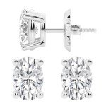 Lab Grown Diamond Gold and Platinum Stud Earrings