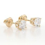 Round LAB Grown Diamond Stud Earrings in Gold