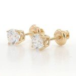 Round LAB Grown Diamond Stud Earrings in Gold