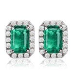 Emerald Cut 14K White Gold Diamond Earrings