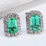 Emerald Cut 14K White Gold Diamond Earrings