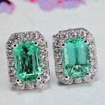 Emerald Cut 14K White Gold Diamond Earrings