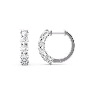 Lab Grown Diamond 5 Stone Hoop Earrings