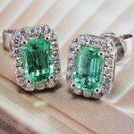 Emerald Cut 14K White Gold Diamond Earrings