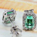 Emerald Cut 14K White Gold Diamond Earrings
