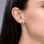 Emerald Halo Earrings in 14K Gold or Platinum