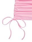 Milumia Women's Casual Rib Knit Short Sleeve Drawstring Ruched Bodycon Mini T Shirt Dress, Pink, XX-Small