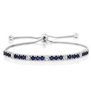 Adjustable Blue Sapphire & Diamond Tennis Bracelet