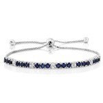 Adjustable Blue Sapphire & Diamond Tennis Bracelet