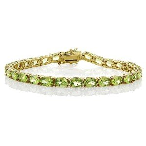 18K Gold-Plated Sterling Silver Peridot Tennis Bracelet