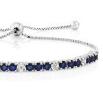 Adjustable Blue Sapphire & Diamond Tennis Bracelet