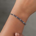 Adjustable Blue Sapphire & Diamond Tennis Bracelet