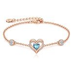 Love Heart Birthstone Bracelet in Rose Gold