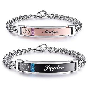 Personalized Stainless Steel Couples Bracelets - Custom Engraving
