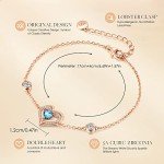 Love Heart Birthstone Bracelet in Rose Gold