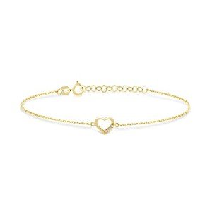 14K Gold Mini Heart Diamond Bracelet for Women