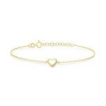 14K Gold Mini Heart Diamond Bracelet for Women