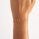14K Gold Mini Heart Diamond Bracelet for Women