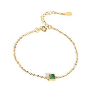 Elegant 14K Gold Bracelet with Emerald Stones