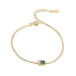Elegant 14K Gold Bracelet with Emerald Stones