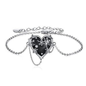 Gothic Witches Heart Bracelet in Sterling Silver