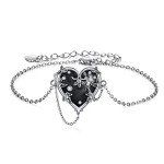 Gothic Witches Heart Bracelet in Sterling Silver