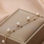 14K Gold Pearl Bracelet for Women - Elegant Gift