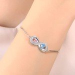 Custom Infinity Heart Bracelets with Birthstones for Women