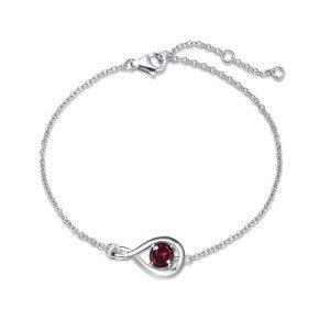 Dainty Infinity Sterling Silver Garnet Bracelet