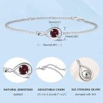Dainty Infinity Sterling Silver Garnet Bracelet