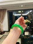 Green Burmese Jade Bangle Bracelet for Women