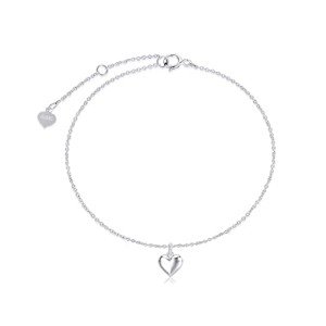 14k Gold Puff Heart Anklet for Women
