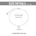 14k Gold Puff Heart Anklet for Women