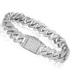 14K Cuban Link Bracelet with Iced Out Diamonds