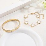 18K Gold Plated Clover Bracelet Set for Women