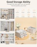 Elegant Leather Jewelry Box with Clear Lid - 3 Drawers