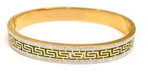 Elegant Greek Key Pattern Bracelet with Crystals